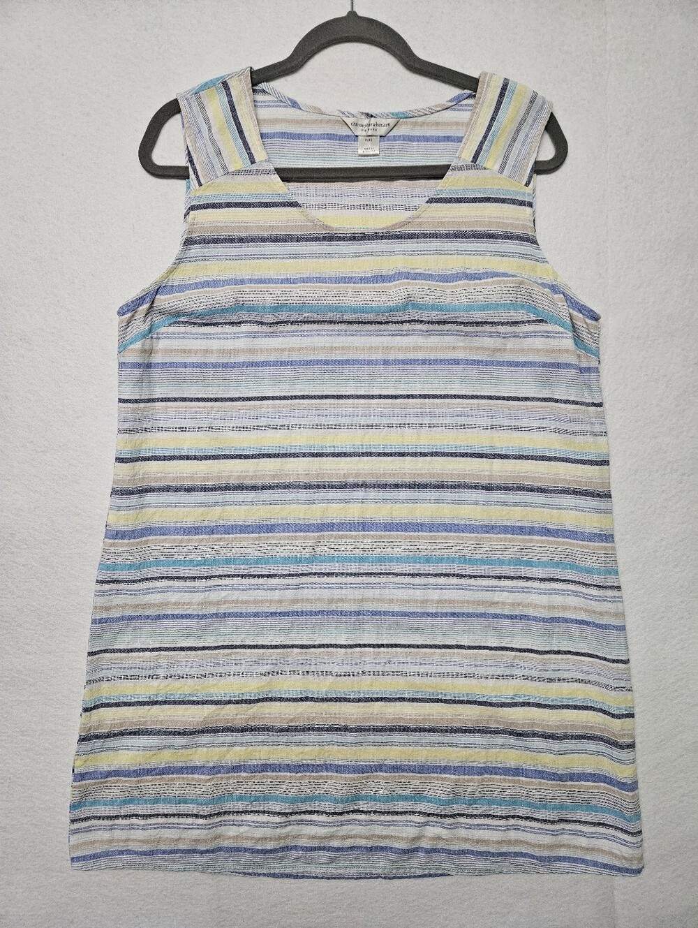 Christopher & Banks Dress Linen Cotton Blend Sleeveless Ombre Striped Petite XL